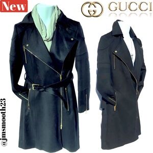 🆕 GUCCI CASHMERE/WOOL UNISEX COAT Black and gold